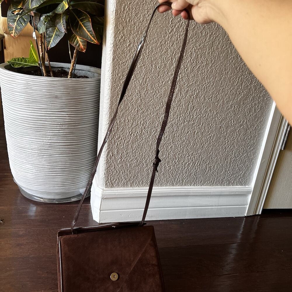 Scepi Women Purse Made In Italy Brown Leather Suede VTG Crossbody Shoulder Bag - Picture 9 of 12